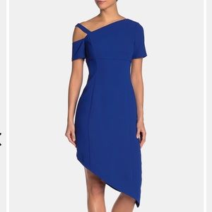 BNWT Shami Asymmetric Crepe Dress blue MSRP $336
